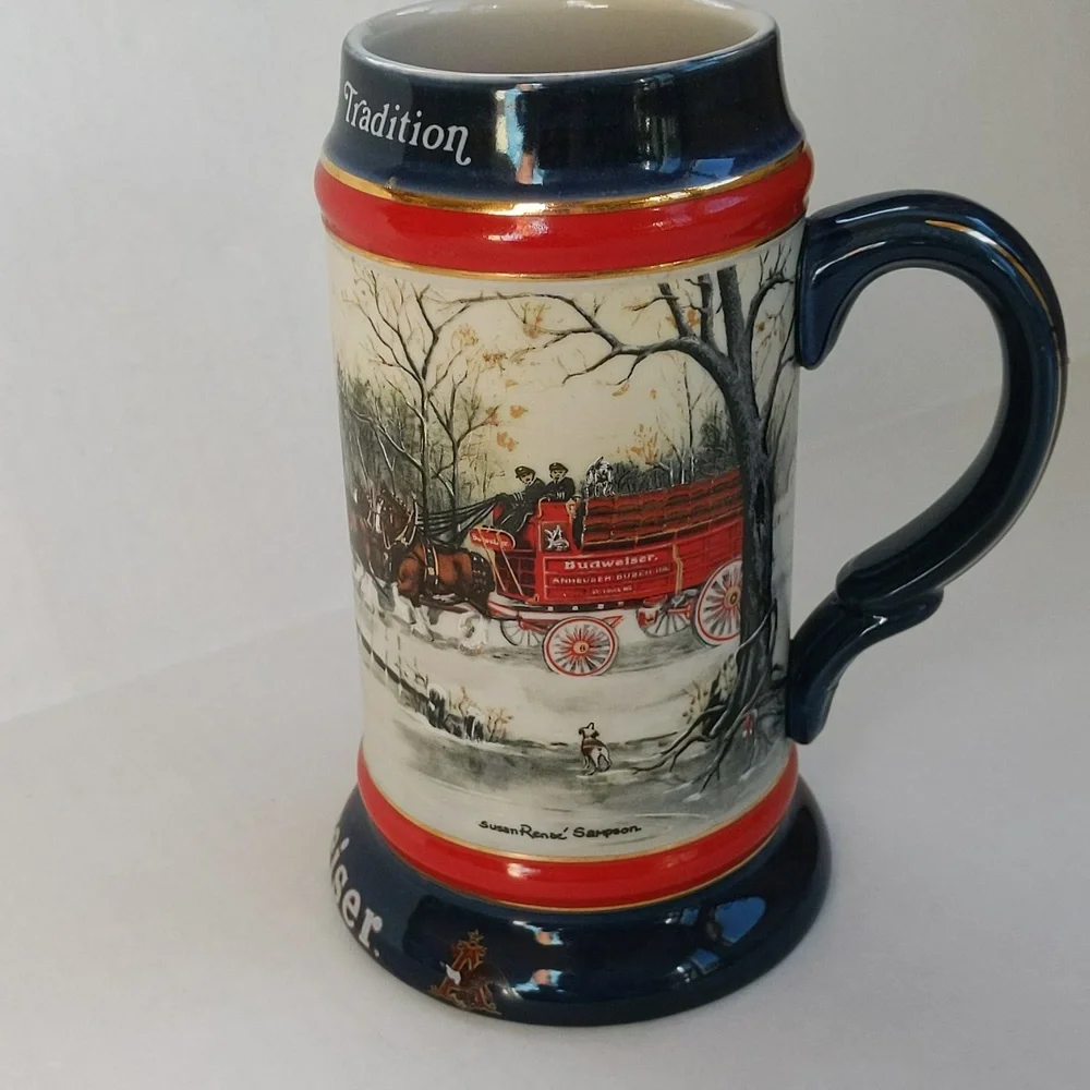 Vintage 1990 Budweiser Handcrafted Clydesdale Stein Beer Mug w/Handle - Picture 3 of 15